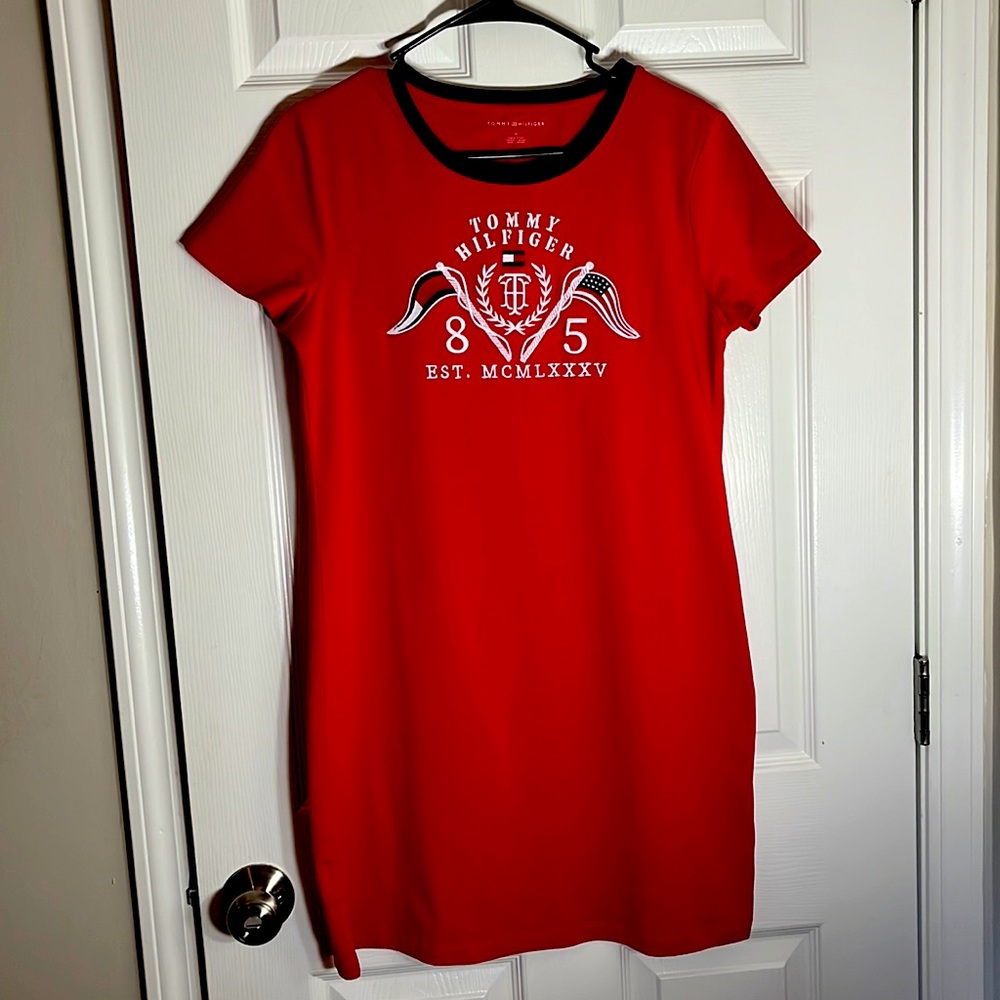 Casual, Tommy Hilfiger Red Dress; Med., EST. 85; MCMLXXXV